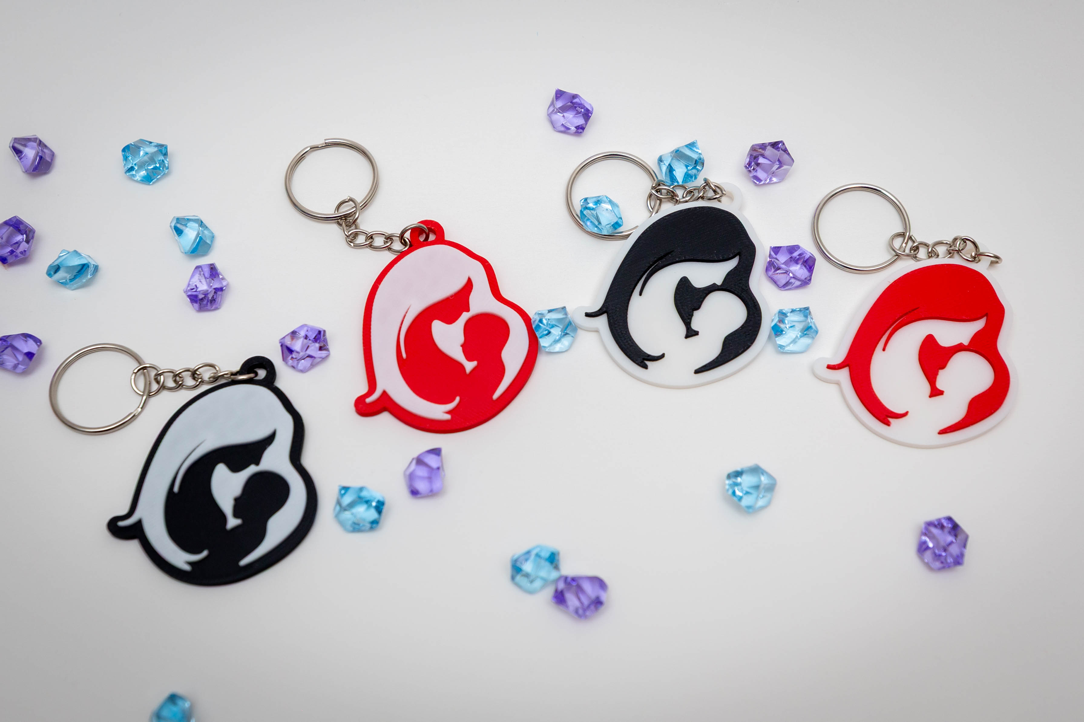 Mom and child keychains in four colors